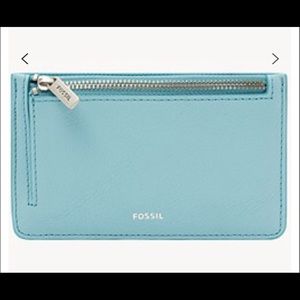 NWT Fossil Logan Leather Zip Card Case